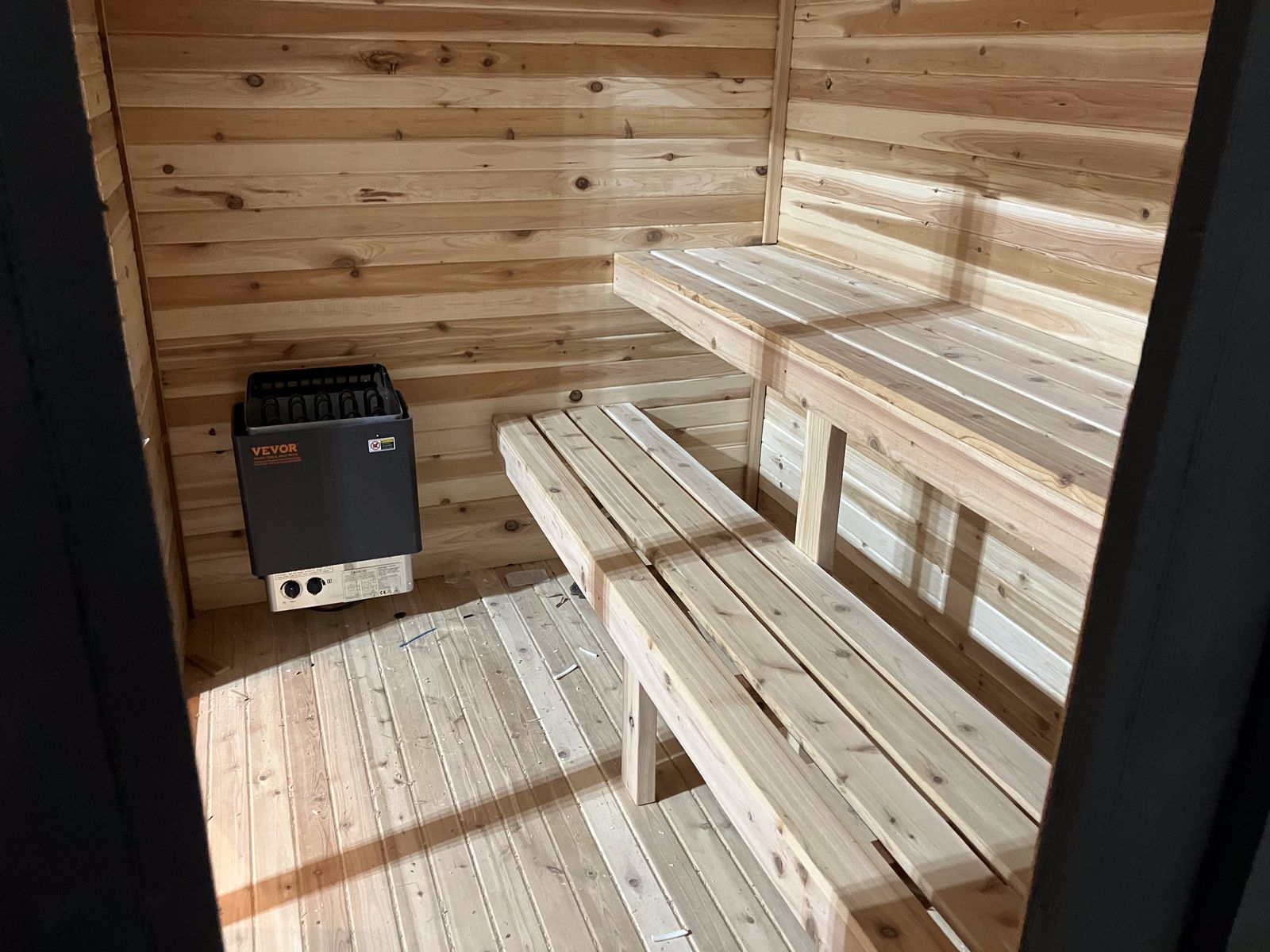 Cedar sauna installation